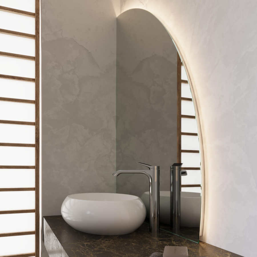 Зеркало с подсветкой SCANDIC 2200х900 полукруг, сенсорм с диммером